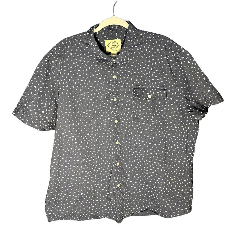 ST. JOHN'S BAY MEN'S BLUE SHORT SLEEVE BUTTON DOWN SHIRT SIZE XXL